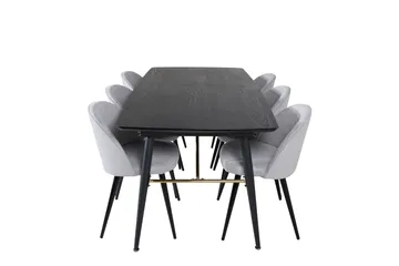 Irunea Förlängningsbar Matgrupp 180 cm inkl 6 Valeri Stolar - Svart/Grå/Manchester - Möbler - Matplats - Matgrupp & matbord med stolar