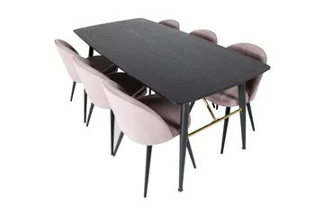 Irunea Förlängningsbar Matgrupp 180 cm inkl 6 Valeri Stolar - Svart/Rosa/Manchester - Möbler - Matplats - Matgrupp & matbord med stolar