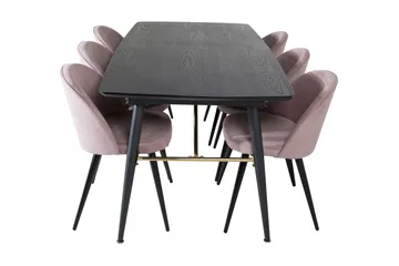 Irunea Förlängningsbar Matgrupp 180 cm inkl 6 Valeri Stolar - Svart/Rosa/Manchester - Möbler - Matplats - Matgrupp & matbord med stolar