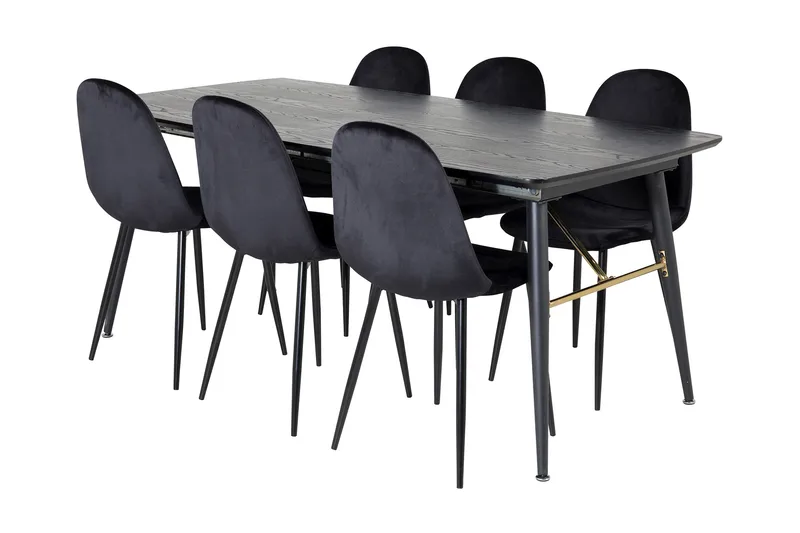 Irunea Förlängningsbar Matgrupp 180 cm inkl 6 Pontus Stolar, Svart