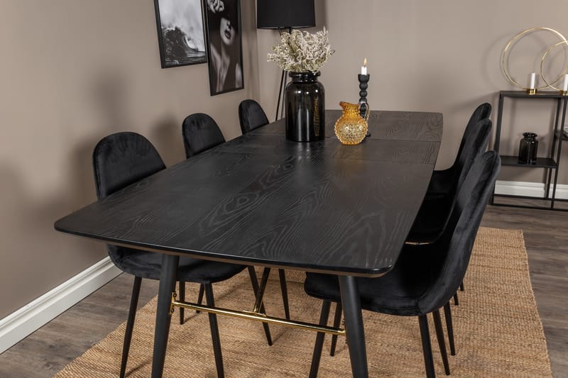 Irunea Förlängningsbar Matgrupp 180 cm inkl 6 Pontus Stolar - Svart - Möbler - Matplats - Matgrupp & matbord med stolar