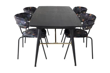 Irunea Förlängningsbar Matgrupp 180cm inkl 4 Arcarazo Stolar - Svart/Flerfärgad - Möbler - Matplats - Matgrupp & matbord med stolar