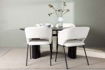 Svart - Svart bord|Offwhite stolar