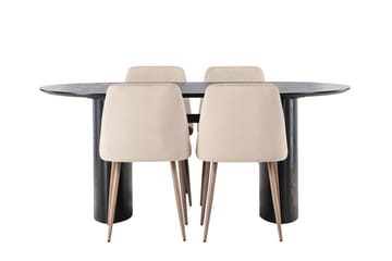 Isolde Matbord 180x90 cm med 4 Night Matstol - Möbler - Matplats - Matgrupp & matbord med stolar