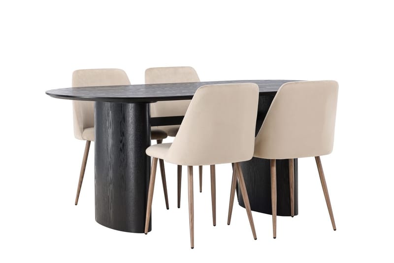 Isolde Matbord 180x90 cm med 4 Night Matstol - Möbler - Matplats - Matgrupp & matbord med stolar