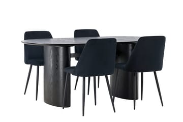Isolde Matbord 180x90 cm med 4 Night Matstol - Möbler - Matplats - Matgrupp & matbord med stolar