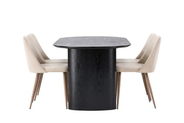 Isolde Matbord 180x90 cm med 4 Night Matstol - Möbler - Matplats - Matgrupp & matbord med stolar