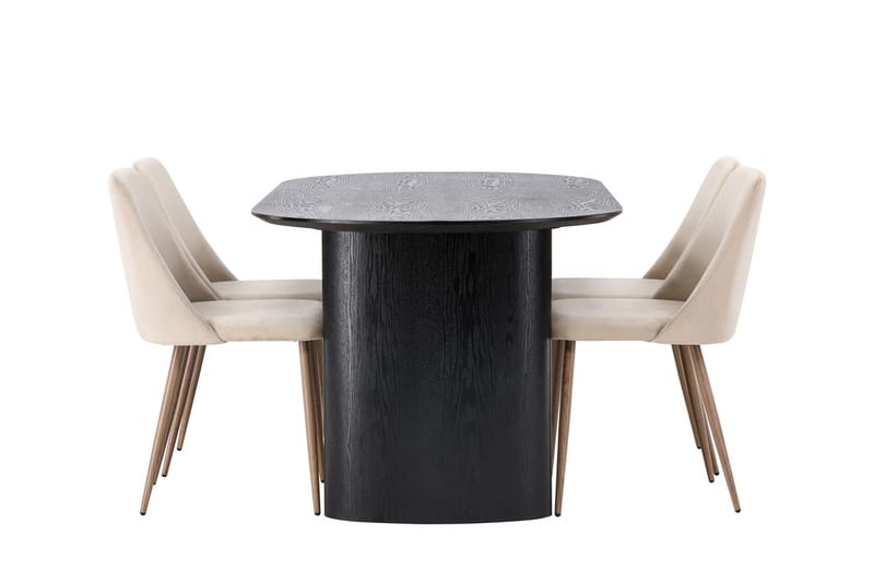 Isolde Matbord 180x90 cm med 4 Night Matstol - Möbler - Matplats - Matgrupp & matbord med stolar