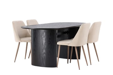 Isolde Matbord 180x90 cm med 4 Night Matstol - Möbler - Matplats - Matgrupp & matbord med stolar