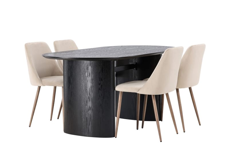 Isolde Matbord 180x90 cm med 4 Night Matstol - Möbler - Matplats - Matgrupp & matbord med stolar