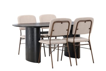 Isolde Matbord 180x90 cm med 4 Seda Matstol - Mörkbrun - Möbler - Matplats - Matgrupp & matbord med stolar
