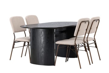 Isolde Matbord 180x90 cm med 4 Seda Matstol - Mörkbrun - Möbler - Matplats - Matgrupp & matbord med stolar