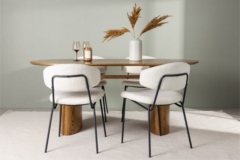 Isolde Matgrupp 180 cm Oval med 4 Chico Stolar - Natur - Möbler - Matplats - Matgrupp & matbord med stolar