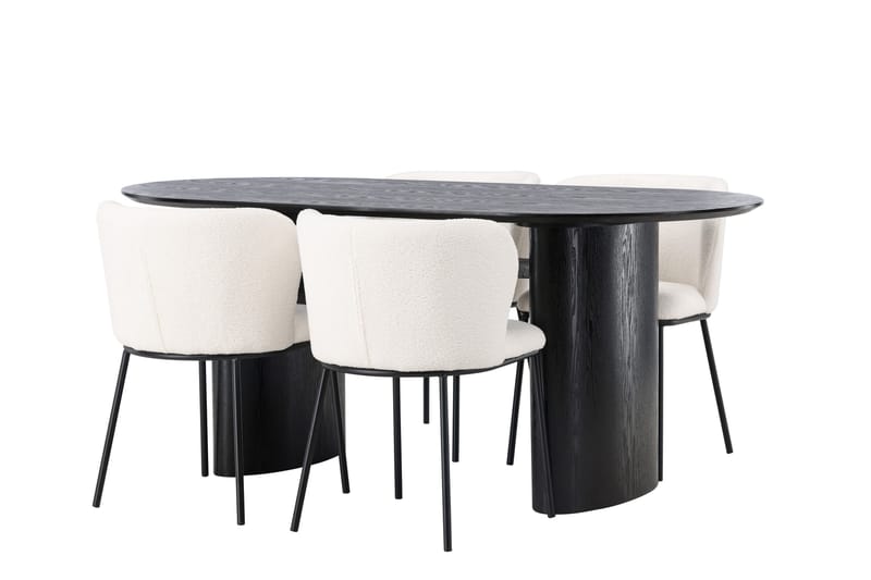 Isolde Matgrupp 180 cm Oval med 4 Edina Stolar - Svart - Möbler - Matplats - Matgrupp & matbord med stolar