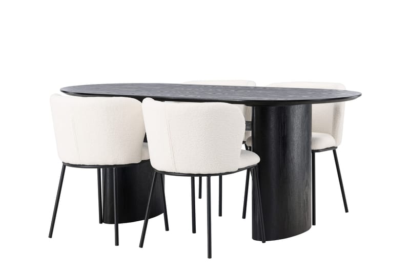 Isolde Matgrupp 180 cm Oval med 4 Edina Stolar - Svart - Möbler - Matplats - Matgrupp & matbord med stolar