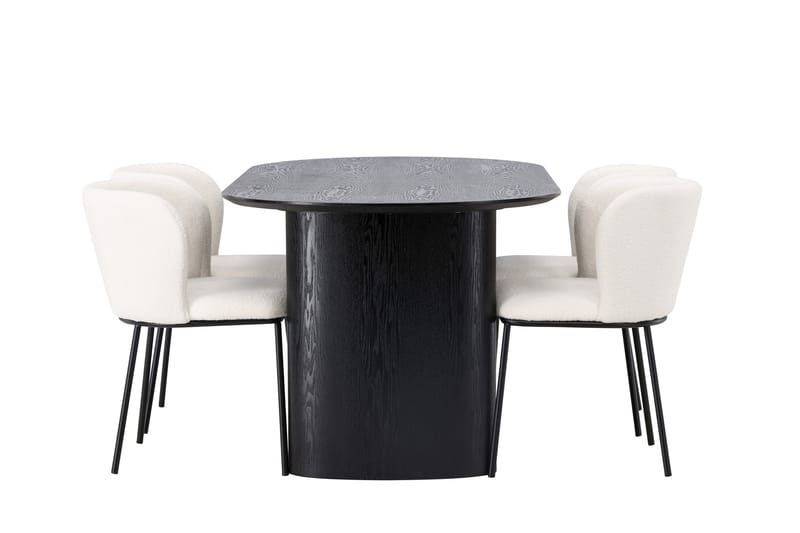 Isolde Matgrupp 180 cm Oval med 4 Edina Stolar - Svart - Möbler - Matplats - Matgrupp & matbord med stolar