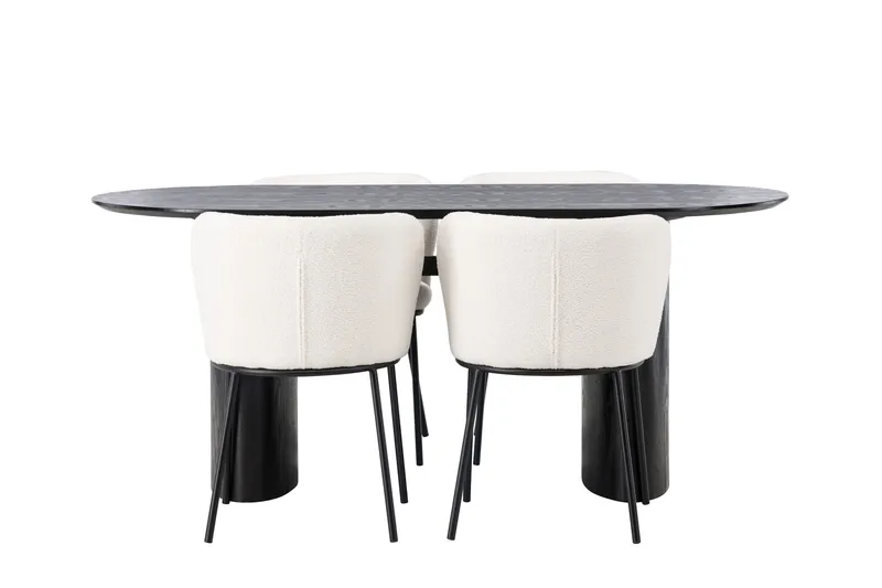 Isolde Matgrupp 180 cm Oval med 4 Edina Stolar - Svart - Möbler - Matplats - Matgrupp & matbord med stolar