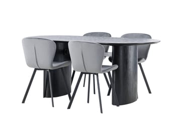 Isolde Matgrupp 180 cm Oval med 4 Lilja stolar - Svart - Möbler - Matplats - Matgrupp & matbord med stolar