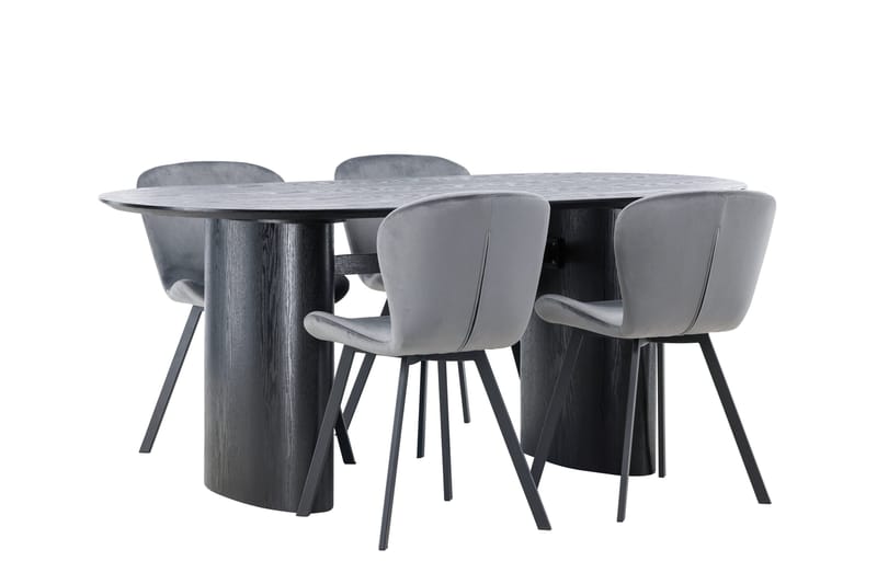 Isolde Matgrupp 180 cm Oval med 4 Lilja stolar - Svart - Möbler - Matplats - Matgrupp & matbord med stolar