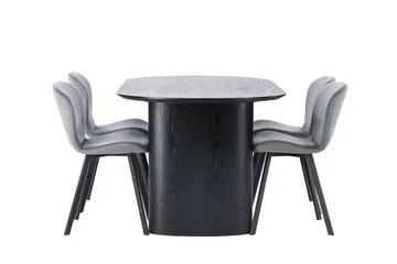 Isolde Matgrupp 180 cm Oval med 4 Lilja stolar - Svart - Möbler - Matplats - Matgrupp & matbord med stolar