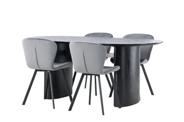 Isolde Matgrupp 180 cm Oval med 4 Lilja stolar - Svart - Möbler - Matplats - Matgrupp & matbord med stolar