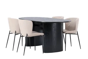 Isolde Matgrupp 180 cm Oval med 4 Modesto stolar - Beige - Möbler - Matplats - Matgrupp & matbord med stolar