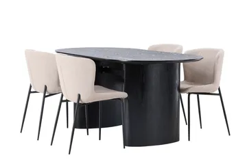 Isolde Matgrupp 180 cm Oval med 4 Modesto stolar - Beige - Möbler - Matplats - Matgrupp & matbord med stolar