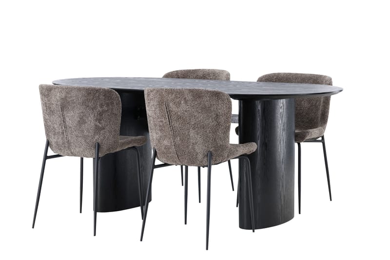 Isolde Matgrupp 180 cm Oval med 4 Modesto stolar - Svart - Möbler - Matplats - Matgrupp & matbord med stolar