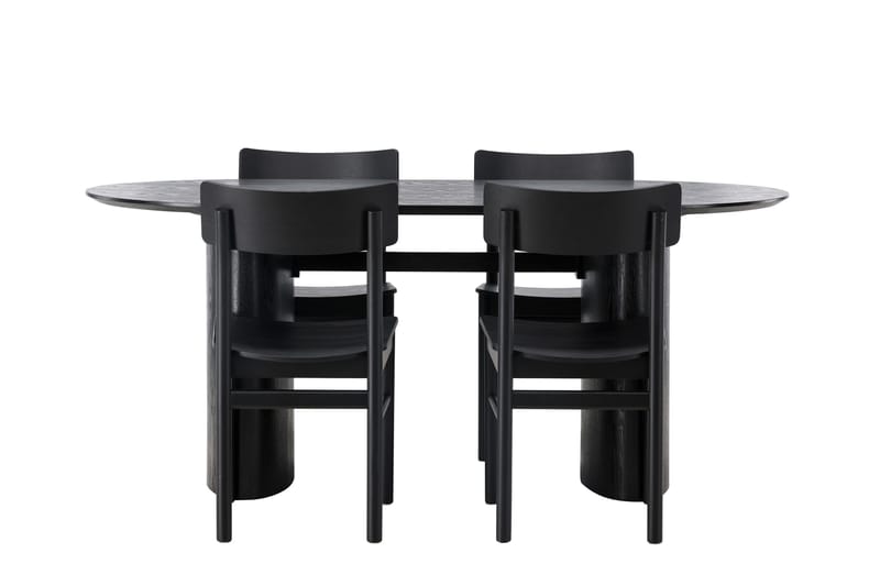 Isolde Matgrupp 180 cm Oval med 4 Montros stolar, Svart