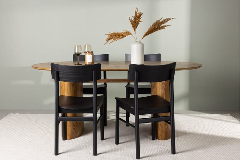 Isolde Matgrupp 180 cm Oval med 4 Montros Stolar - Svart - Möbler - Matplats - Matgrupp & matbord med stolar