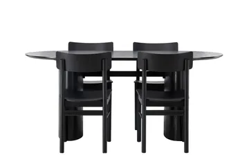 Isolde Matgrupp 180 cm Oval med 4 Montros stolar - Svart - Möbler - Matplats - Matgrupp & matbord med stolar