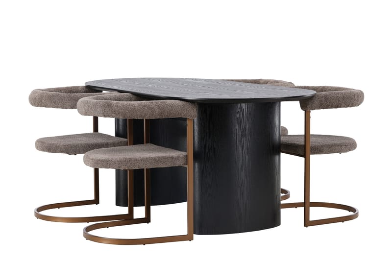 Isolde Matgrupp 180 cm Oval med 4 Morning stolar - Brun - Möbler - Matplats - Matgrupp & matbord med stolar
