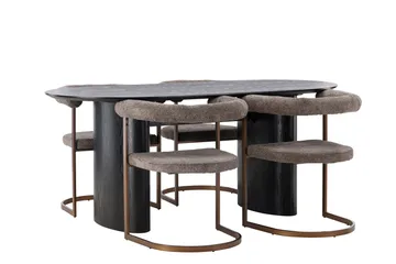 Isolde Matgrupp 180 cm Oval med 4 Morning stolar - Brun - Möbler - Matplats - Matgrupp & matbord med stolar