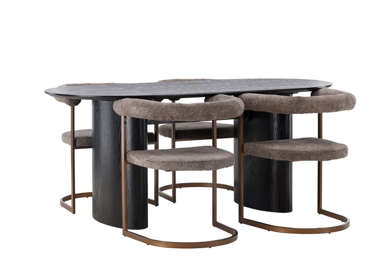 Isolde Matgrupp 180 cm Oval med 4 Morning stolar - Brun - Möbler - Matplats - Matgrupp & matbord med stolar