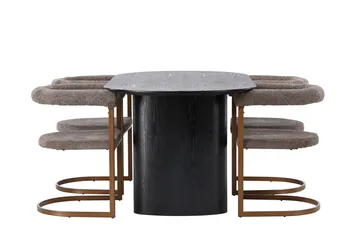 Isolde Matgrupp 180 cm Oval med 4 Morning stolar - Brun - Möbler - Matplats - Matgrupp & matbord med stolar