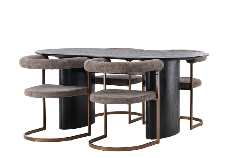 Isolde Matgrupp 180 cm Oval med 4 Morning stolar - Brun - Möbler - Matplats - Matgrupp & matbord med stolar