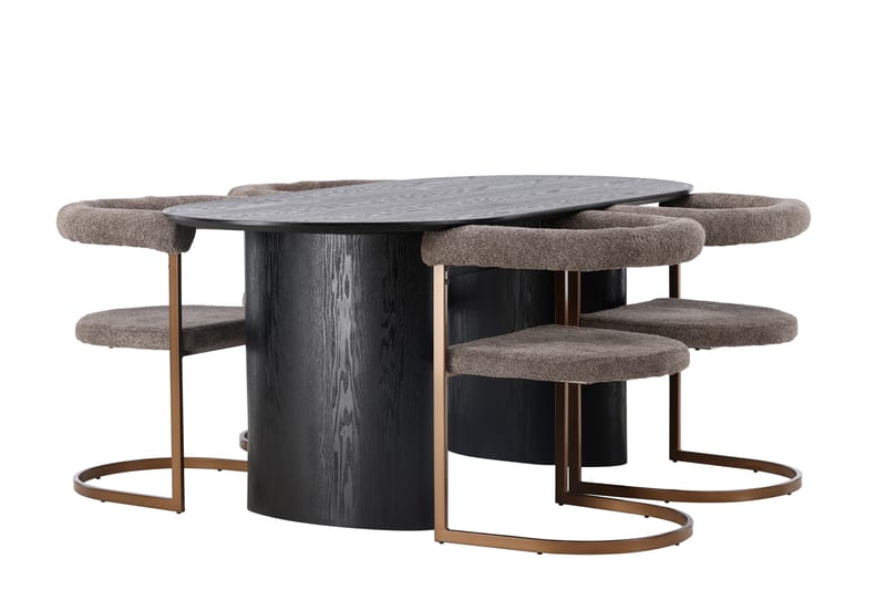Isolde Matgrupp 180 cm Oval med 4 Morning stolar - Brun - Möbler - Matplats - Matgrupp & matbord med stolar