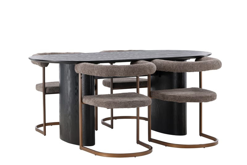 Isolde Matgrupp 180 cm Oval med 4 Morning stolar - Brun - Möbler - Matplats - Matgrupp & matbord med stolar