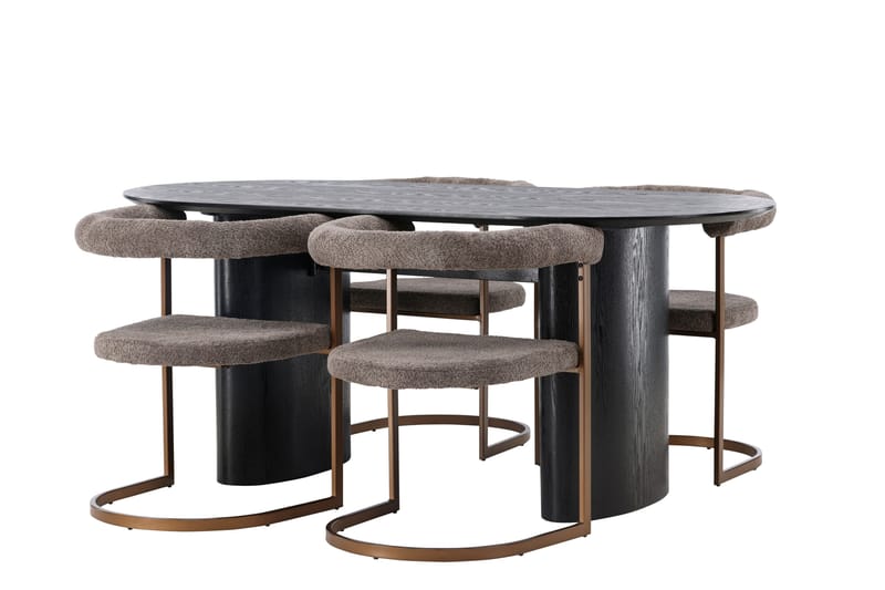 Isolde Matgrupp 180 cm Oval med 4 Morning stolar - Brun - Möbler - Matplats - Matgrupp & matbord med stolar