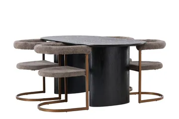 Isolde Matgrupp 180 cm Oval med 4 Morning stolar - Brun - Möbler - Matplats - Matgrupp & matbord med stolar