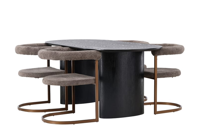 Isolde Matgrupp 180 cm Oval med 4 Morning stolar - Brun - Möbler - Matplats - Matgrupp & matbord med stolar
