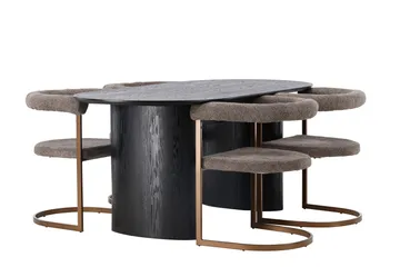 Isolde Matgrupp 180 cm Oval med 4 Morning stolar - Brun - Möbler - Matplats - Matgrupp & matbord med stolar