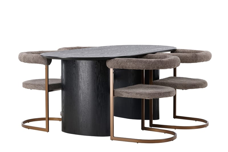 Isolde Matgrupp 180 cm Oval med 4 Morning stolar - Brun - Möbler - Matplats - Matgrupp & matbord med stolar