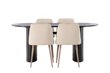 Isolde Matgrupp 180 cm Oval med 4 Night Stolar - Svart - Möbler - Matplats - Matgrupp & matbord med stolar