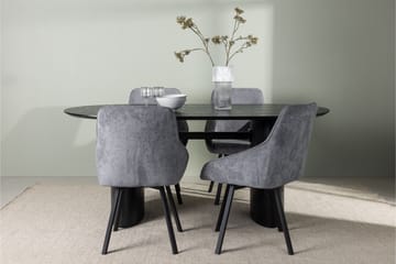 Isolde Matgrupp 180 cm Oval med 4 Rosie stolar - Svart - Möbler - Matplats - Matgrupp & matbord med stolar