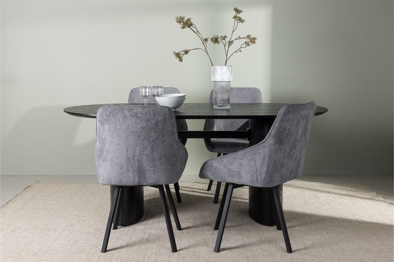 Isolde Matgrupp 180 cm Oval med 4 Rosie stolar - Svart - Möbler - Matplats - Matgrupp & matbord med stolar