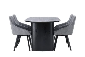 Isolde Matgrupp 180 cm Oval med 4 Rosie stolar - Svart - Möbler - Matplats - Matgrupp & matbord med stolar