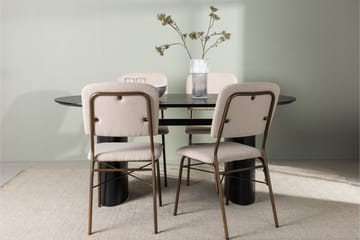 Isolde Matgrupp 180 cm Oval med 4 Seda stolar - Beige - Möbler - Matplats - Matgrupp & matbord med stolar