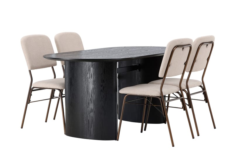 Isolde Matgrupp 180 cm Oval med 4 Seda stolar - Beige - Möbler - Matplats - Matgrupp & matbord med stolar