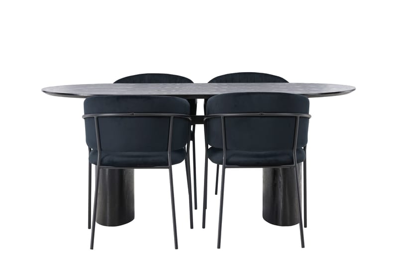 Isolde Matgrupp 180 cm Oval med 4 Selma Stolar - Svart - Möbler - Matplats - Matgrupp & matbord med stolar
